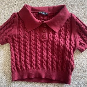 Collared Red Crop Top